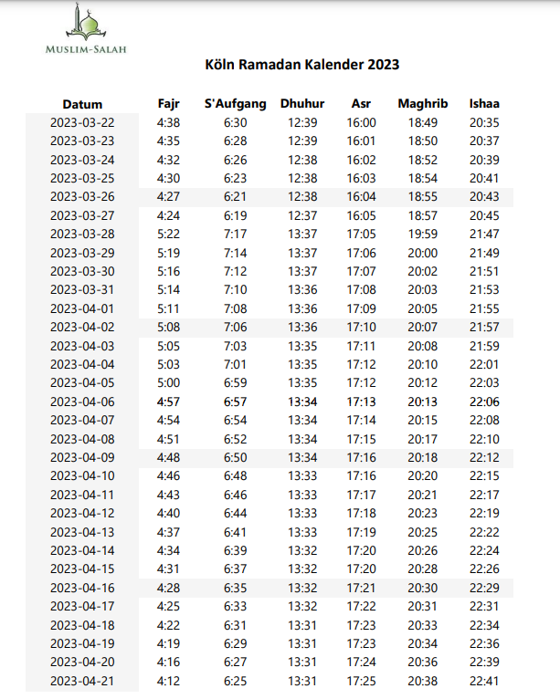 Köln Ramadan Kalender 2023