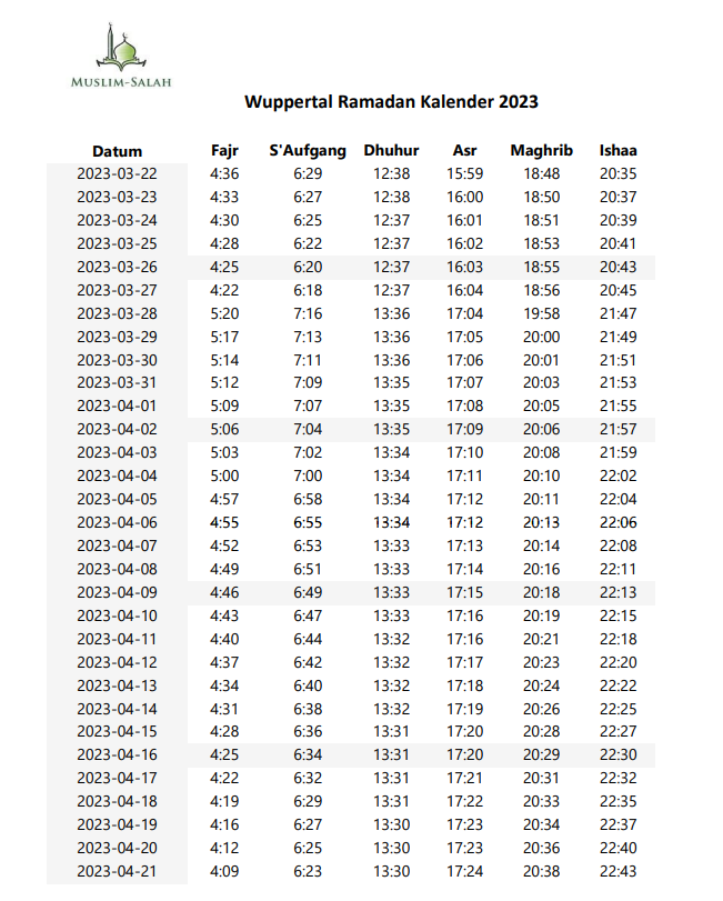 Wuppertal Ramadan Kalender 2023